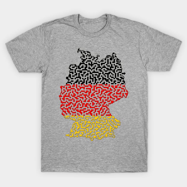 Germany Outline Maze & Labyrinth T-Shirt T-Shirt by gorff